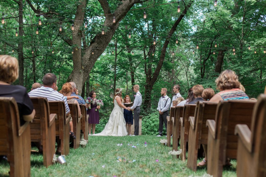 Wedding photo of couple from further away
