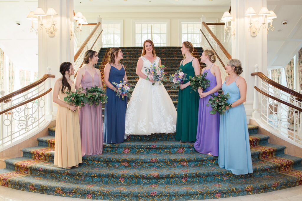 Disney's Grand Floridian Grand Staircase Wedding Party Group Shot