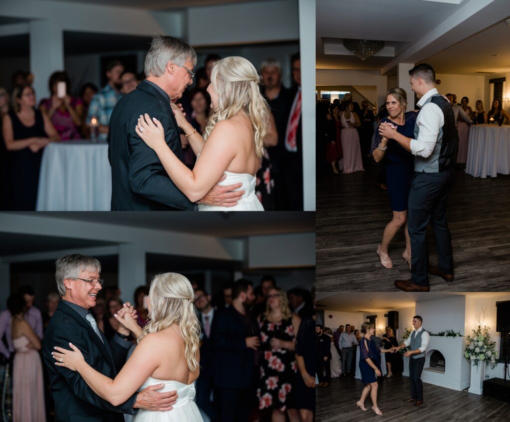 bride and groom dance with their mom and dad