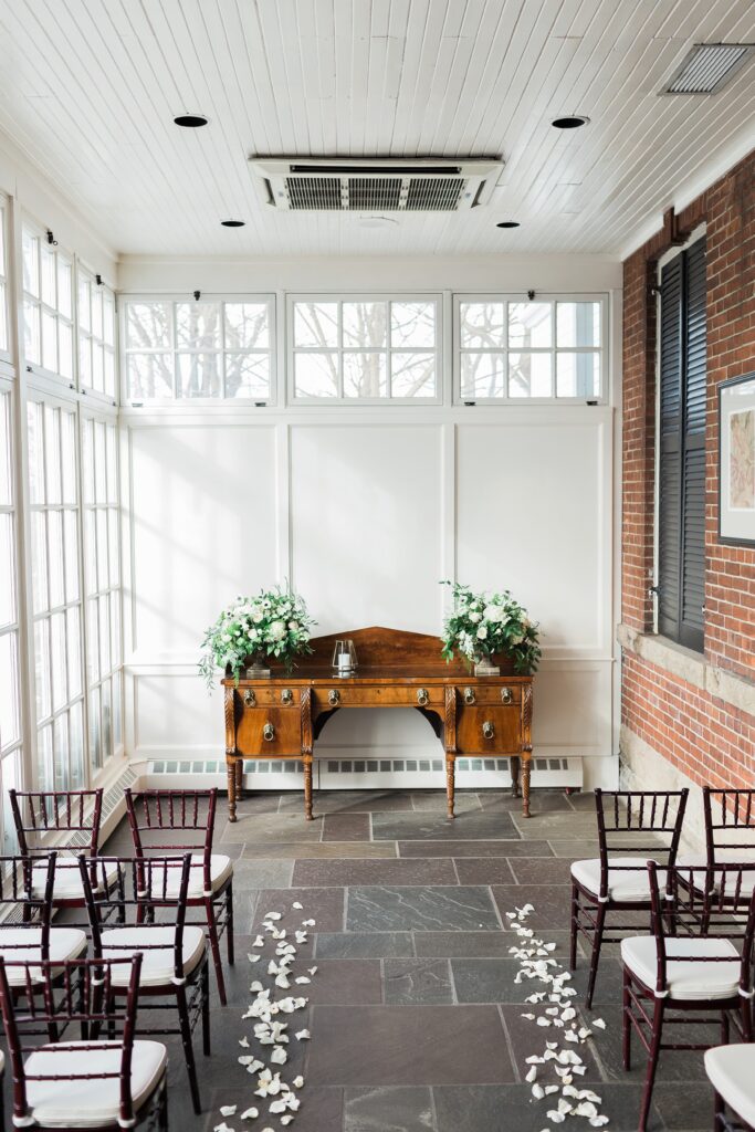 Conservatory ceremony room at intimate Langdon Hall venue