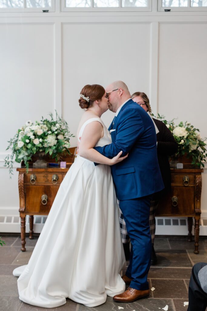 first kiss during ceremony at Langdon Hall