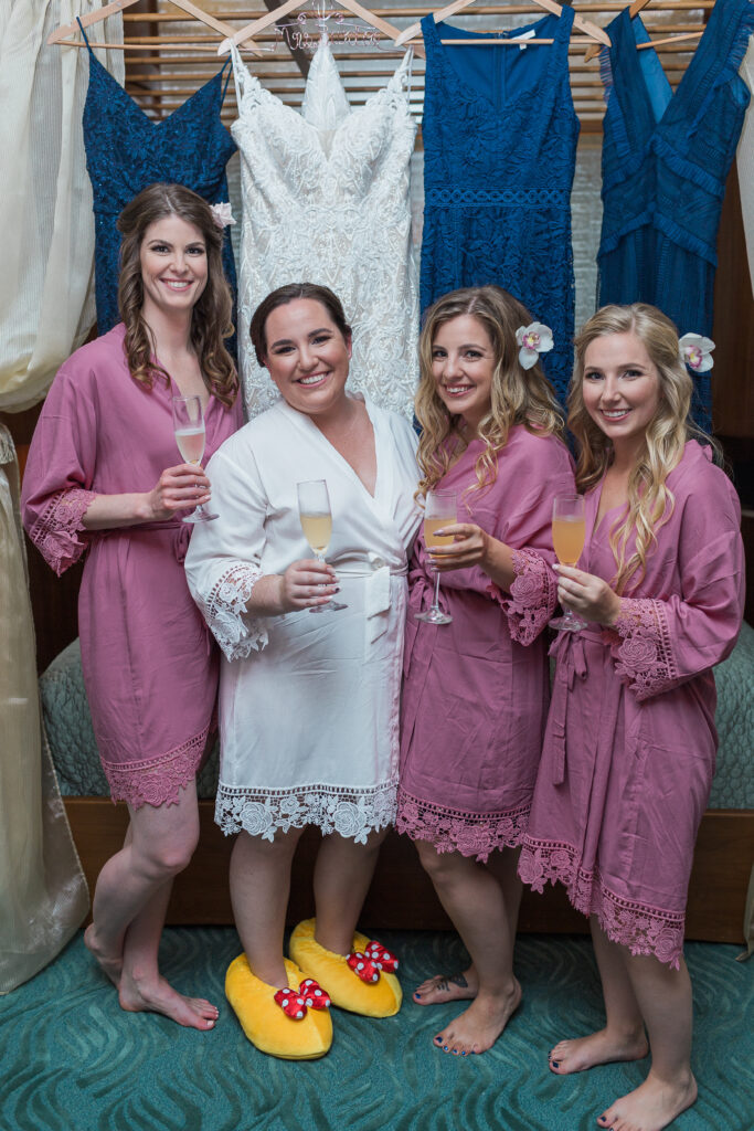 Engaged bride with her wedding party