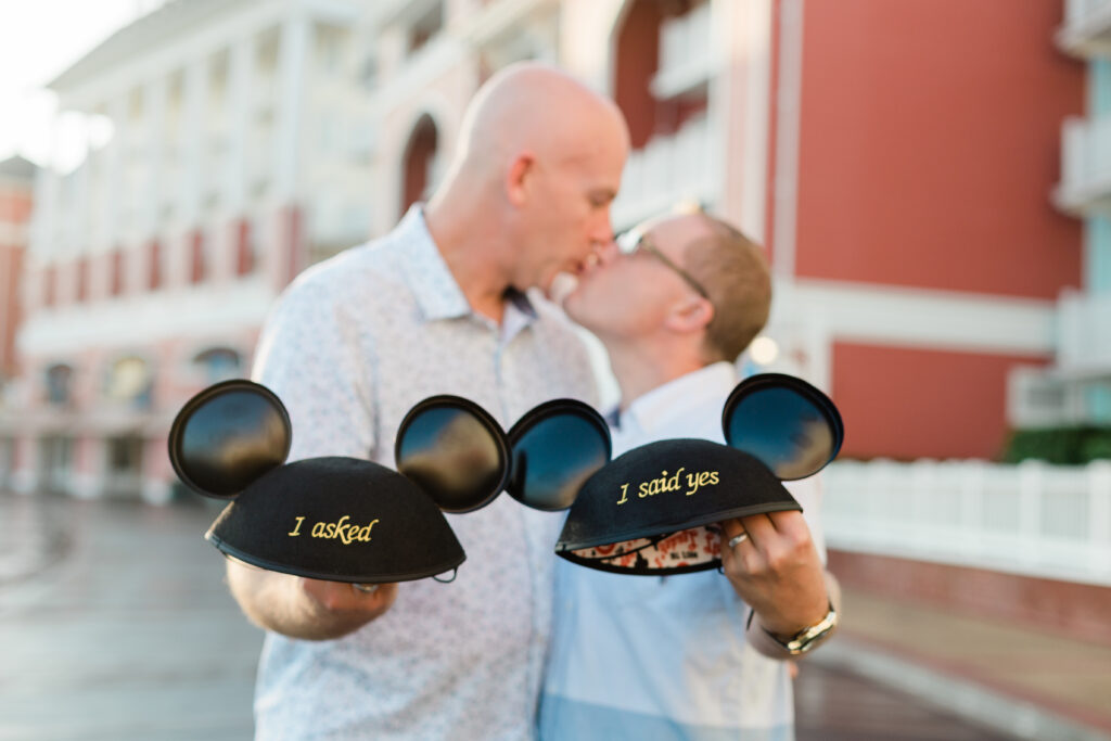 Engaged couple at Disney