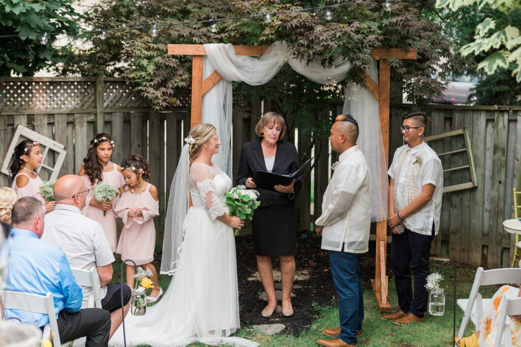 Backyard wedding ceremony