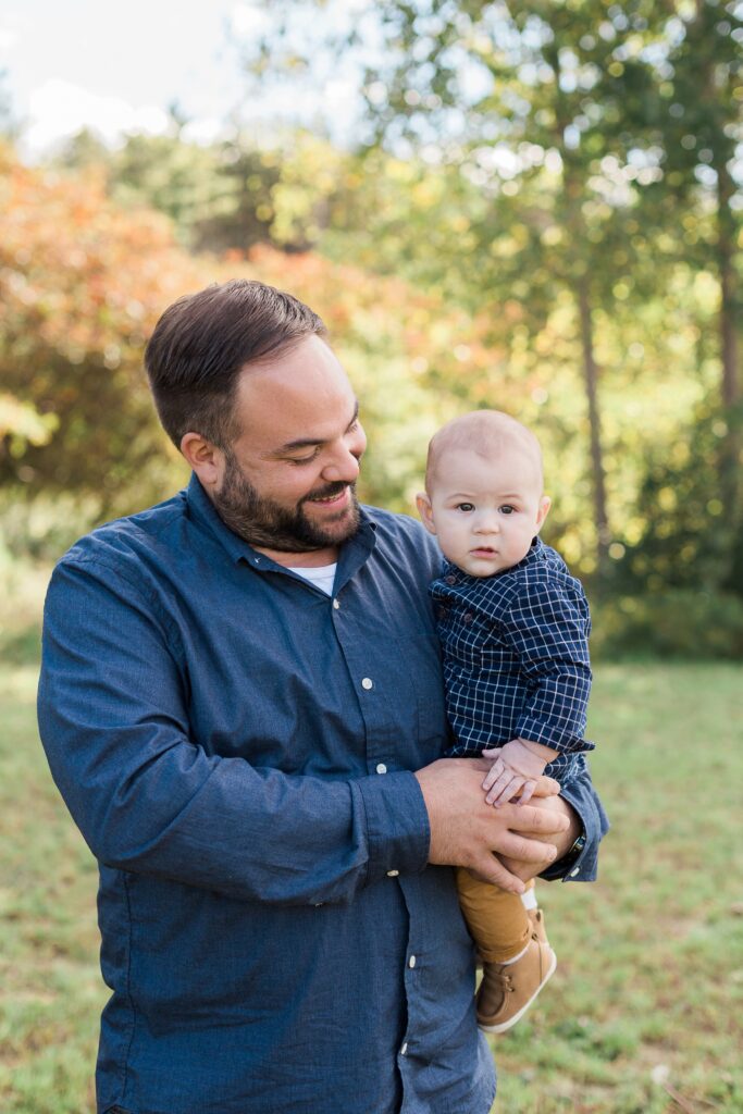 father and son at fall family photo shoot