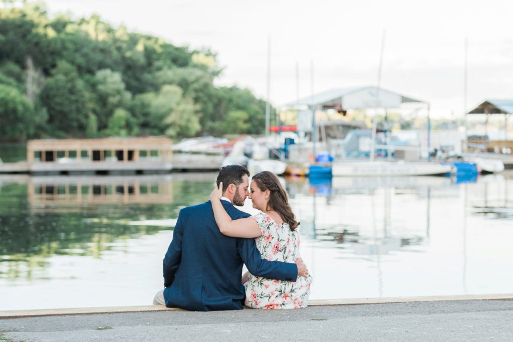 engagement photo at a dock