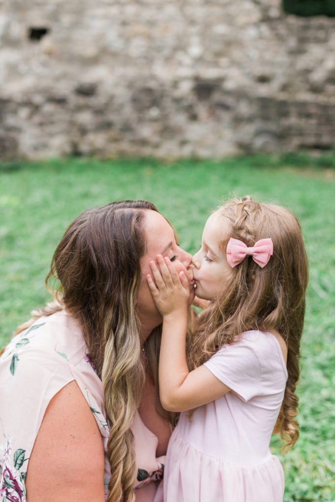 mother daughter kissing
