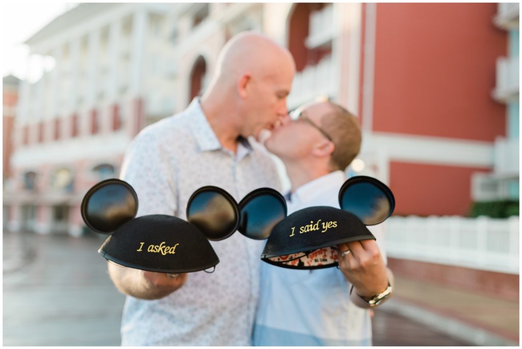 Couple engagement shoot at Disney Boardwalk