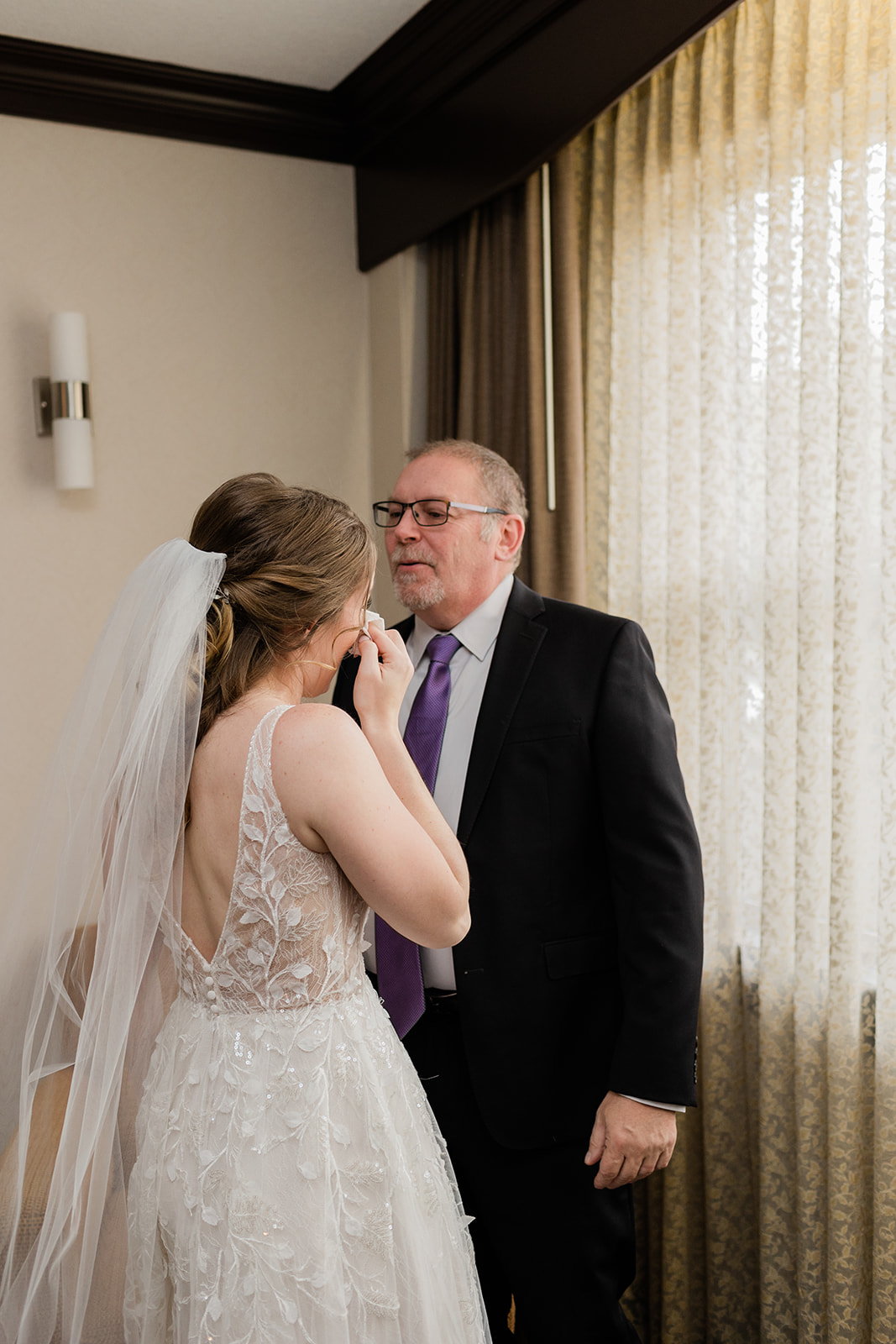 Father first look wedding photos Banff Alberta by Jess Collins 