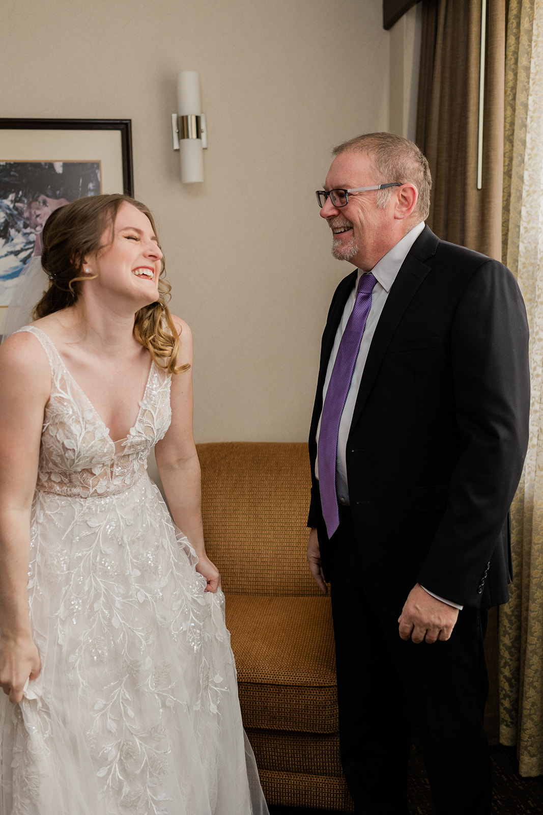 Father first look wedding photos Banff Alberta by Jess Collins 